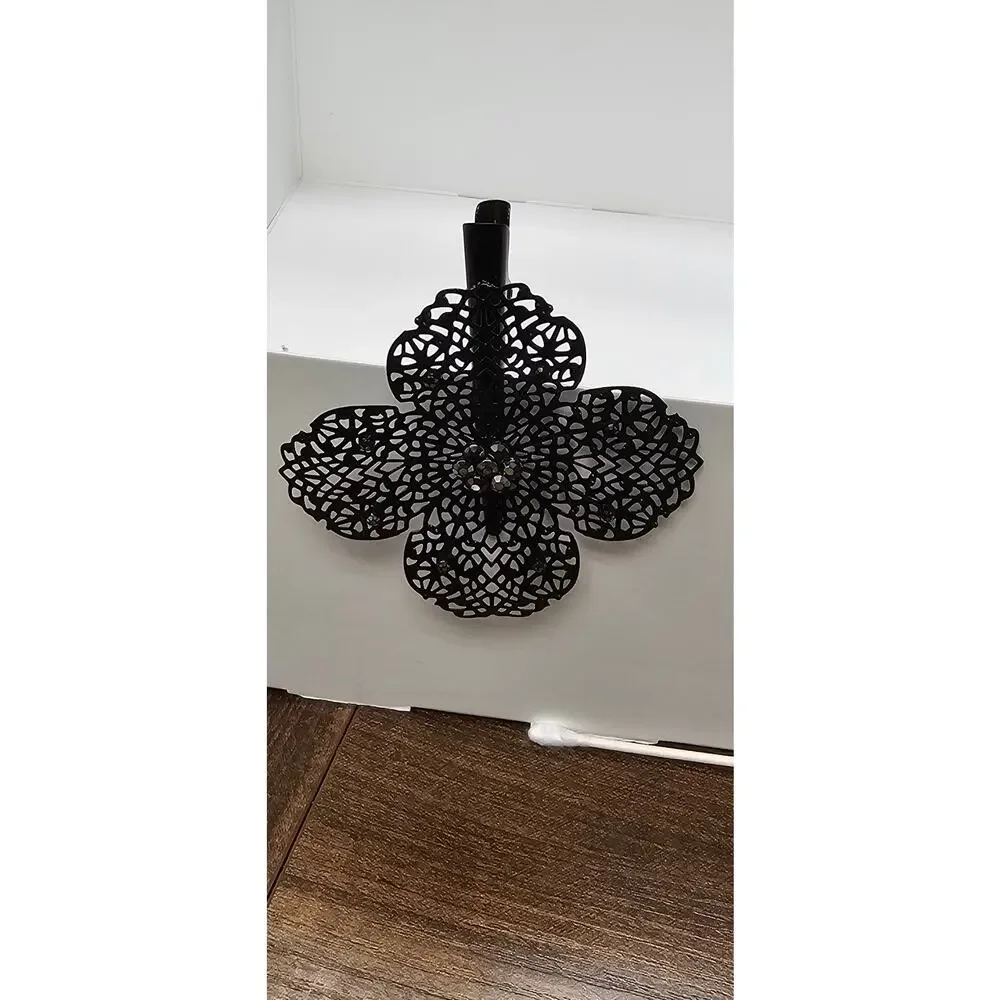 Anthropologie Black Floral Lace Cutout Hair Clip